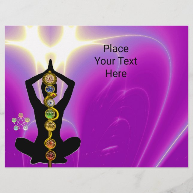 Flyer ROD DE ASCLEPIUS,7 CHAKRAS YOGA LOTUS POSE rosado (Frente)
