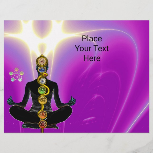 Flyer ROD DE ASCLEPIUS,7 CHAKRAS YOGA LOTUS POSE rosado (Frente)