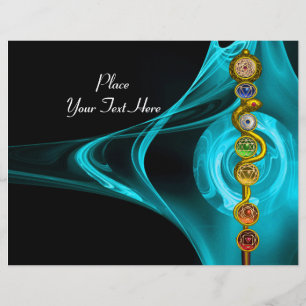 FLYER ROD OF ASCLEPIUS WITH 7 CHAKRAS ,SPIRITUAL ENERGY