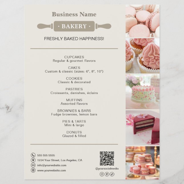 Flyer Rodillo de panadería Foto QR Neutral (Frente)