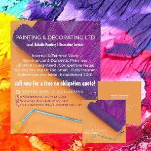 Flyer Rodillo de Pintura Morado, Pintor y Decorador