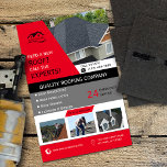 Flyer Rojo de negocios de techo<br><div class="desc">Diseñado para el propietario,  gerente o empleado de la empresa de tejados. Todos los textos y fotos son 100% personalizable. Este producto es una excelente manera de promocionar su negocio y generar ventas. Por 1Bizchoice (derechos reservados).</div>