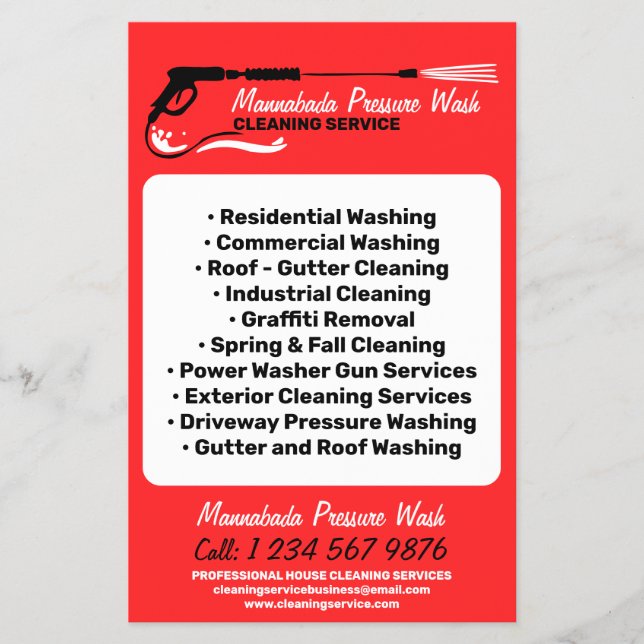 Flyer Rojo profesional de lavado de corriente con lavado (Frente)