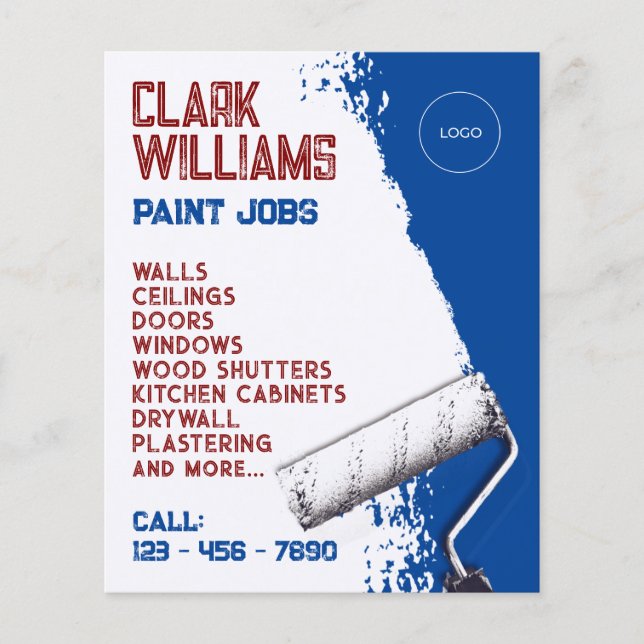 Flyer Roller de pintura con logotipo (Frente)