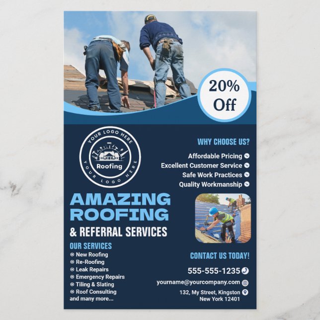 Flyer Roofing Company | Custom Logo Services (Frente)