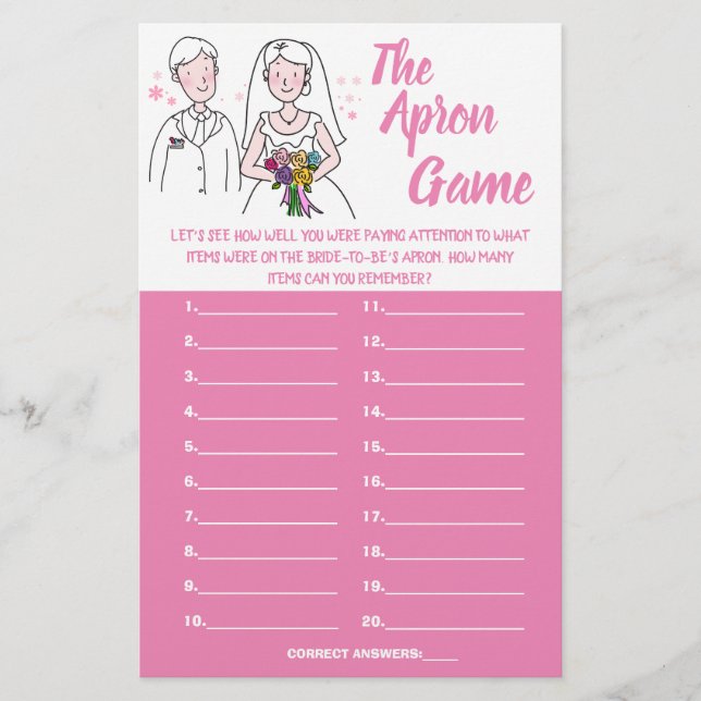 FLYER ROPA AMOR DE LA TARJETA DE JUEGO APRON SHOWER (Frente)