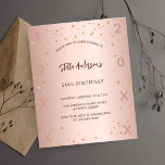 Flyer Rosa de cumpleaños estrellas de oro elegante invit<br><div class="desc">Tenga en cuenta que esta invitación está en papel de volante y es muy delgada. Los sobres no están incluidos. Para invitaciones más gruesas (el mismo diseño) visite nuestra tienda. Para una elegante fiesta de cumpleaños número 50 (o cualquier edad). Fondo subió de gradiente dorado. Decorado con estrellas. Personalice y...</div>