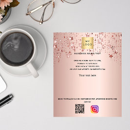 Flyer Rosa de estrellas de oro logotipo de negocios qr c