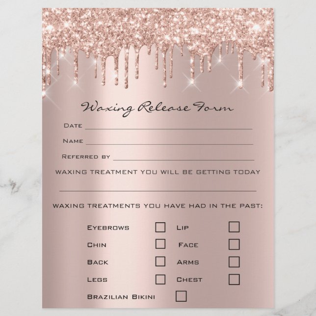 Flyer Rosa de liberación de responsabilidad por depilaci (Frente)