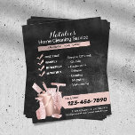 Flyer Rosa de limpieza de casas - Chalkboard de oro<br><div class="desc">Servicio de limpieza en el hogar Rosa de Oro y Chalkboard Housekeep Flyers.</div>