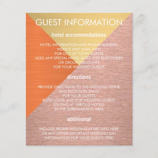 Flyer Rosa De Oro Y Cobre Moderno Boda Insertar Informac (Frente)