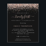 Flyer ROSA de PAPER Purpurina 21ª invitación Fiesta negr<br><div class="desc">ROSA de PAPER Purpurina 21ª Invitación Fiesta Negra. Una alternativa de PAPER (no tarjeta) de gran valor SIN ENVELOPES a un tamaño menor de 4, 5" x 5, 6" y a un precio económico. (Los sobres estándar A6 son el tamaño más próximo a caber). Un borde de rosa purpurina de...</div>