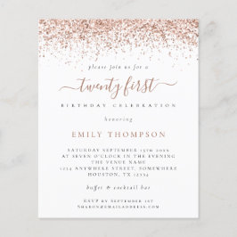 Flyer ROSA de PAPER Purpurina Girly 21st Party Invitatio