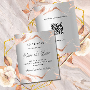 Flyer Rosa de plata boda presupuesto QR excepto la fecha