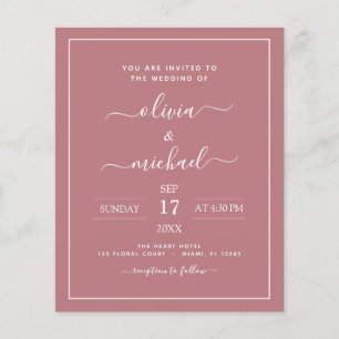 Flyer Rosa de presupuesto  Boda con invitación fotográfi