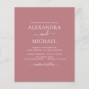 Flyer Rosa de presupuesto Boda con invitación fotográfi