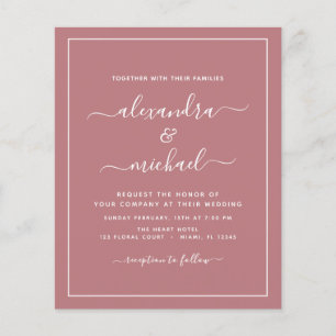 Flyer Rosa de presupuesto  Boda con invitación fotográfi