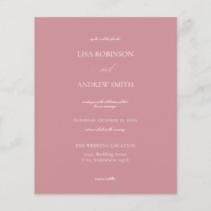 Flyer Rosa de presupuesto Boda de caligrafía rosa Volan