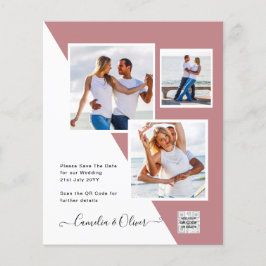 Flyer ROSA  DE PRESUPUESTO Boda de fotografía Guardar fe