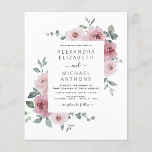 Flyer Rosa de presupuesto Boda Floral rosa