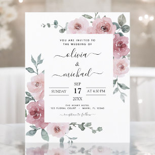 Flyer Rosa  de presupuesto Boda Floral rosa