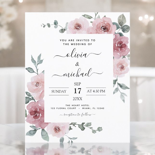 Flyer Rosa  de presupuesto Boda Floral rosa (Subido por el creador)