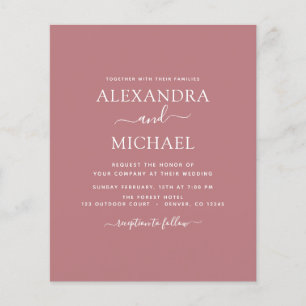 Flyer Rosa  de presupuesto Boda Invitación moderna