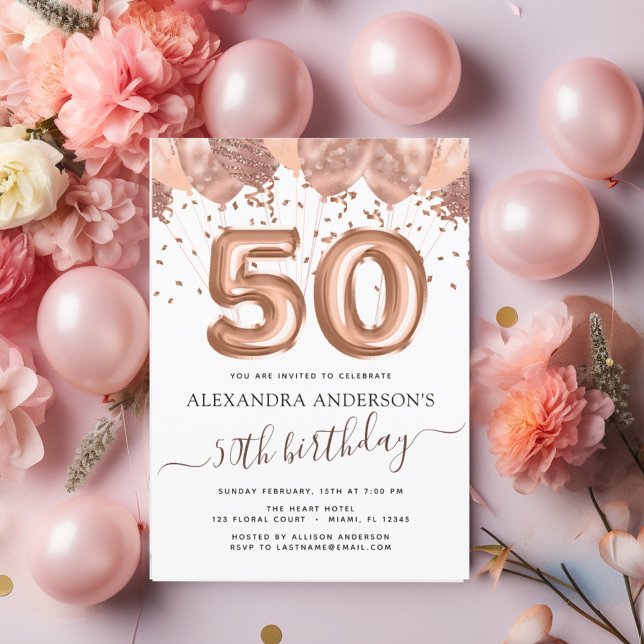 Flyer Rosa de presupuesto Globos de Oro 50 cumpleaños (Subido por el creador)