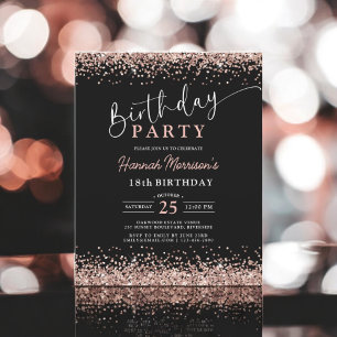 Flyer Rosa de presupuesto negro Cualquier edad 18 cumple