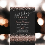 Flyer Rosa de presupuesto negro Cualquier edad 30 cumple<br><div class="desc">Celebra con estilo con el Rosa de presupuesto Gold Black Any Age 30th Birthday Invitation. Con un glamoroso diseño rosa purpurina de oro y un atrevido fondo negro, esta elegante pero asequible invitación es perfecta para celebrar su cumpleaños con sofisticación. Ideal para una moda y una celebración elegante sin perder...</div>