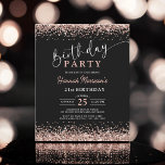 Flyer Rosa de presupuesto negro Cualquier edad cumpleaño<br><div class="desc">Celebra con estilo con el Rosa de presupuesto Gold Black Any Age 21st Birthday Invitation. Con un deslumbrante efecto rosa purpurina de oro en un elegante fondo negro,  esta asequible y elegante invitación es perfecta para una moda y moderna celebración de cumpleaños.</div>