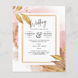 Flyer ROSA DE PRESUPUESTO Oro Saltos Boda Invitar Código