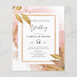 Flyer ROSA DE PRESUPUESTO Oro Saltos Boda Invitar Código