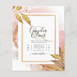 Flyer ROSA DE PRESUPUESTO Oro Saltos Boda Invitar Código