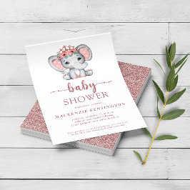 Flyer Rosa de presupuesto Purpurina elefante bebé niña F