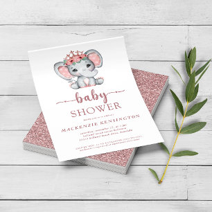 Flyer Rosa de presupuesto Purpurina elefante bebé niña F