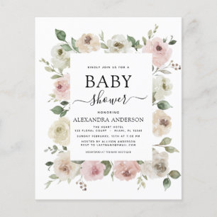Flyer Rosa de presupuesto verde floral rosado Baby Show
