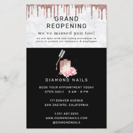 Flyer Rosa Gold Nail Salon Grand ReOpening Covid Safety