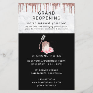 Flyer Rosa Gold Nail Salon Grand ReOpening Covid Safety