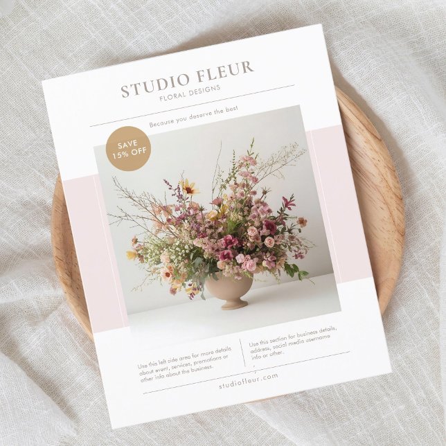 Flyer Rosa | Moderno Photo Floral Business Marketing (Subido por el creador)