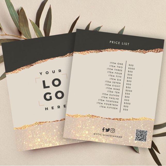 Flyer Rosa oro negro elegante moderno precio giratorio c (Subido por el creador)