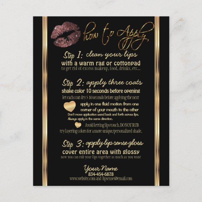 Flyer Rosa oscuro Purpurina Instrucciones de Lip 2 (Frente)