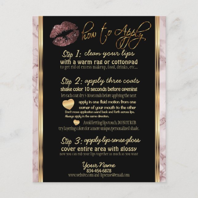 Flyer Rosa oscuro Purpurina Lip Marble Instrucciones 2 (Frente)