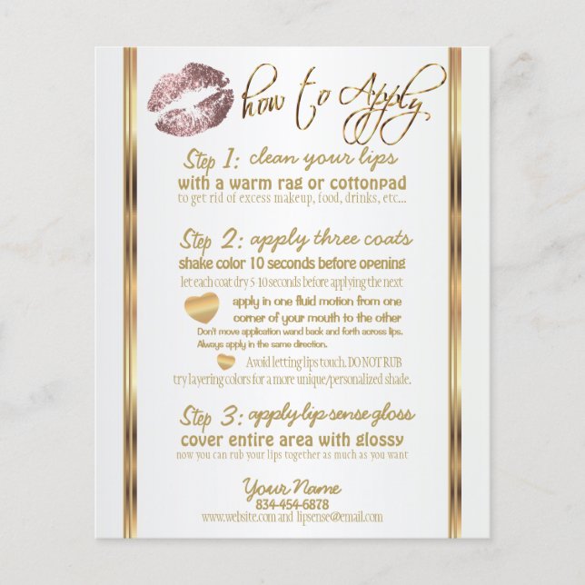 Flyer Rosa Polvo Purpurina Instrucciones de Lip 2 (Frente)