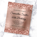 Flyer Rosa Purpurinoso Gold Glam 40th Birthday Invite a<br><div class="desc">Una glamorosa invitación de cumpleaños número 40 para ella en una opción de volante de presupuesto (sin sobres incluidos). Faux brillantemente rosa purpurina de oro contra una falsa y brillante imagen gráfica de Relieve metalizado metalizado cepillado. Todo el Relieve metalizado y el brillo purpurinoso en este moderno diseño de chicas...</div>