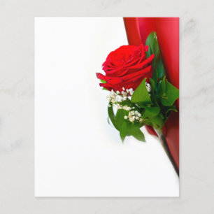 Flyer Rosa Roja Única - Fondo blanco floral