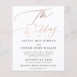 Flyer Rosa simple de presupuesto Detalles de oro en Boda
