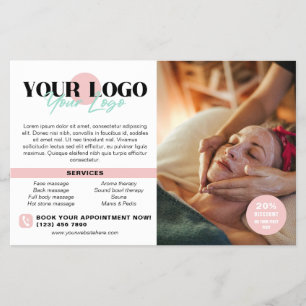 Flyer Rosa Suave Fotos de tu Logo QR Spa Salón