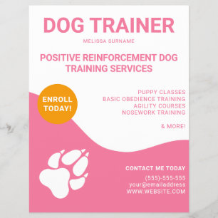 Flyer Rosa y Blanco con Naranja y Huella de Perro - Entr
