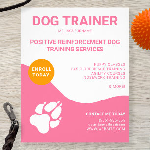 Flyer Rosa y Blanco con Naranja y Huella de Perro - Entr